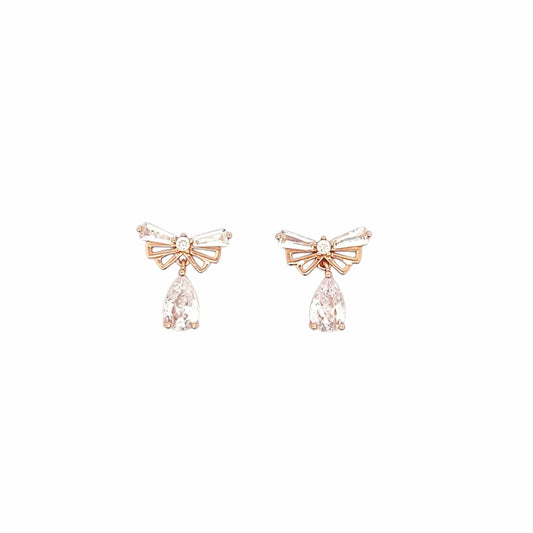 Teardrop Wings Charm Drop Earrings (Pure Silver) - Rose Gold
