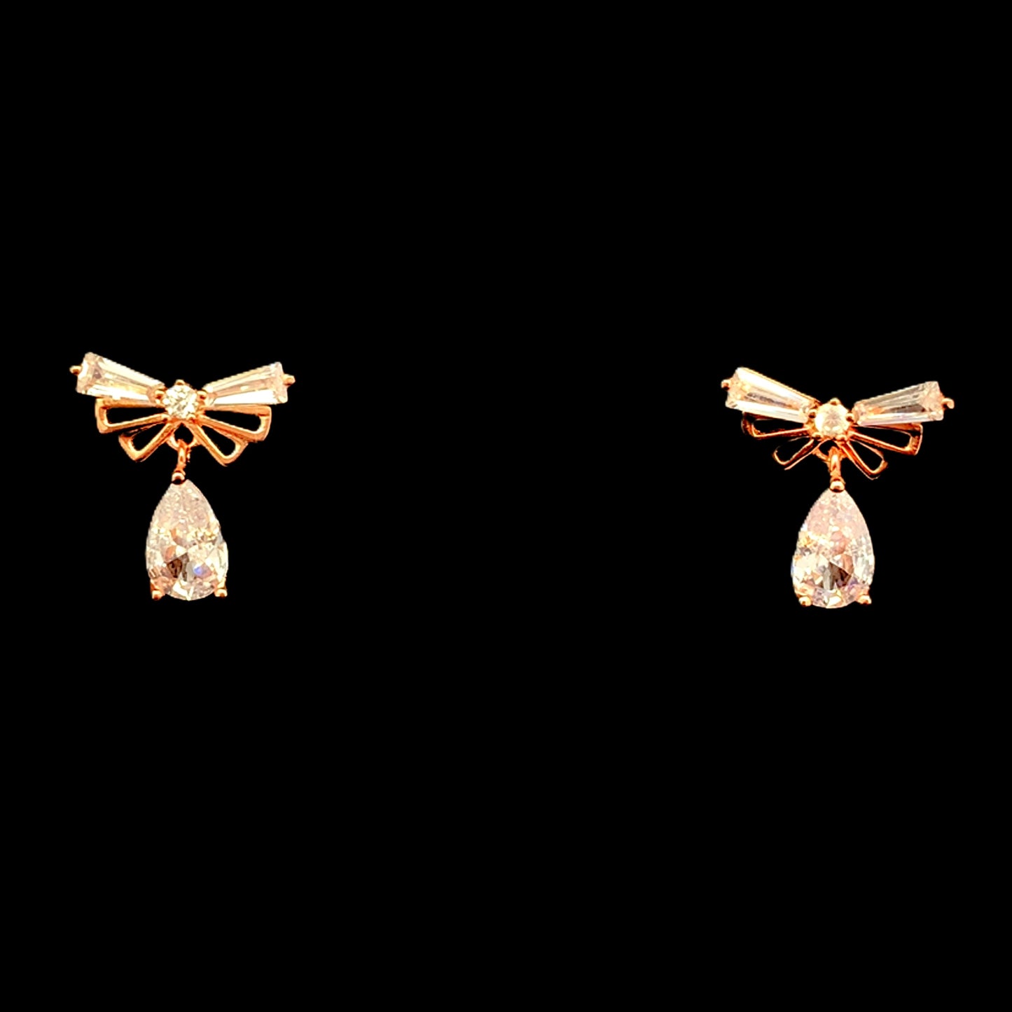 Teardrop Wings Charm Drop Earrings Rose Gold