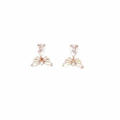 Teardrop Wings Charm Drop Earrings (Pure Silver) - Rose Gold
