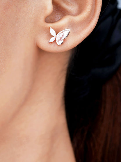 Butterfly Stud Earrings Rose Gold