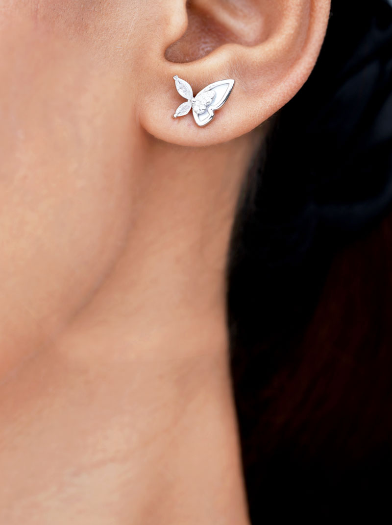 Butterfly Stud Earrings Silver