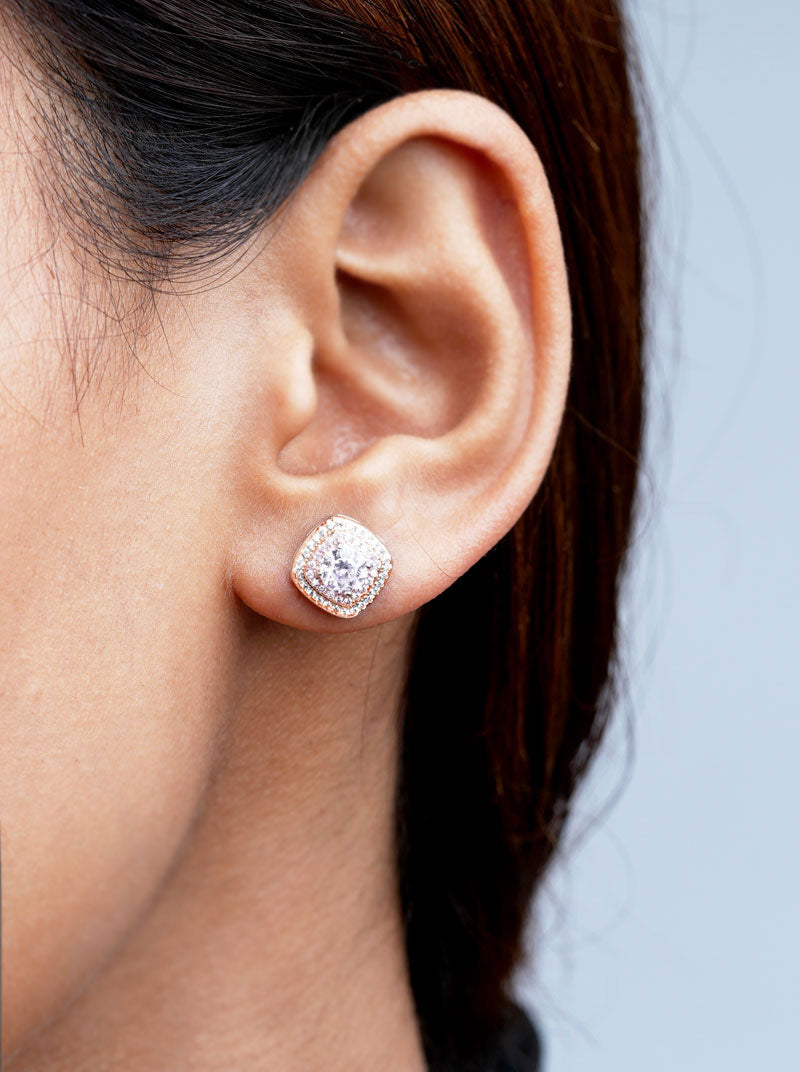 Square Octagon Cut Stud Earrings