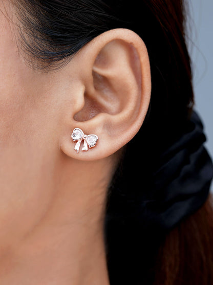 Bowknot Stud Earrings Rose Gold