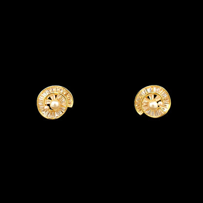 Spiral Circle Stud Earrings Gold