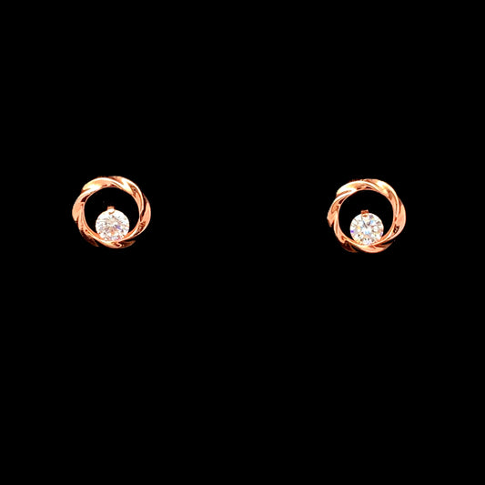 Twisted Ribbon Circle Stud Earrings Rose Gold