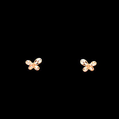 Baguette Wings Stud Earrings Rose Gold