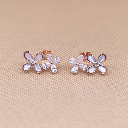 Adjoined Blooms Stud Earrings (Pure Silver)