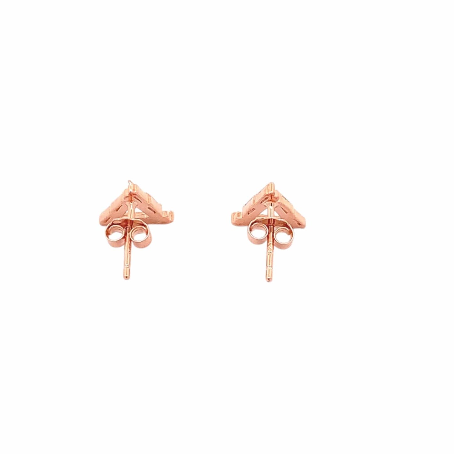 Baguette Triangle Stud Earrings (Pure Silver) - Rose Gold