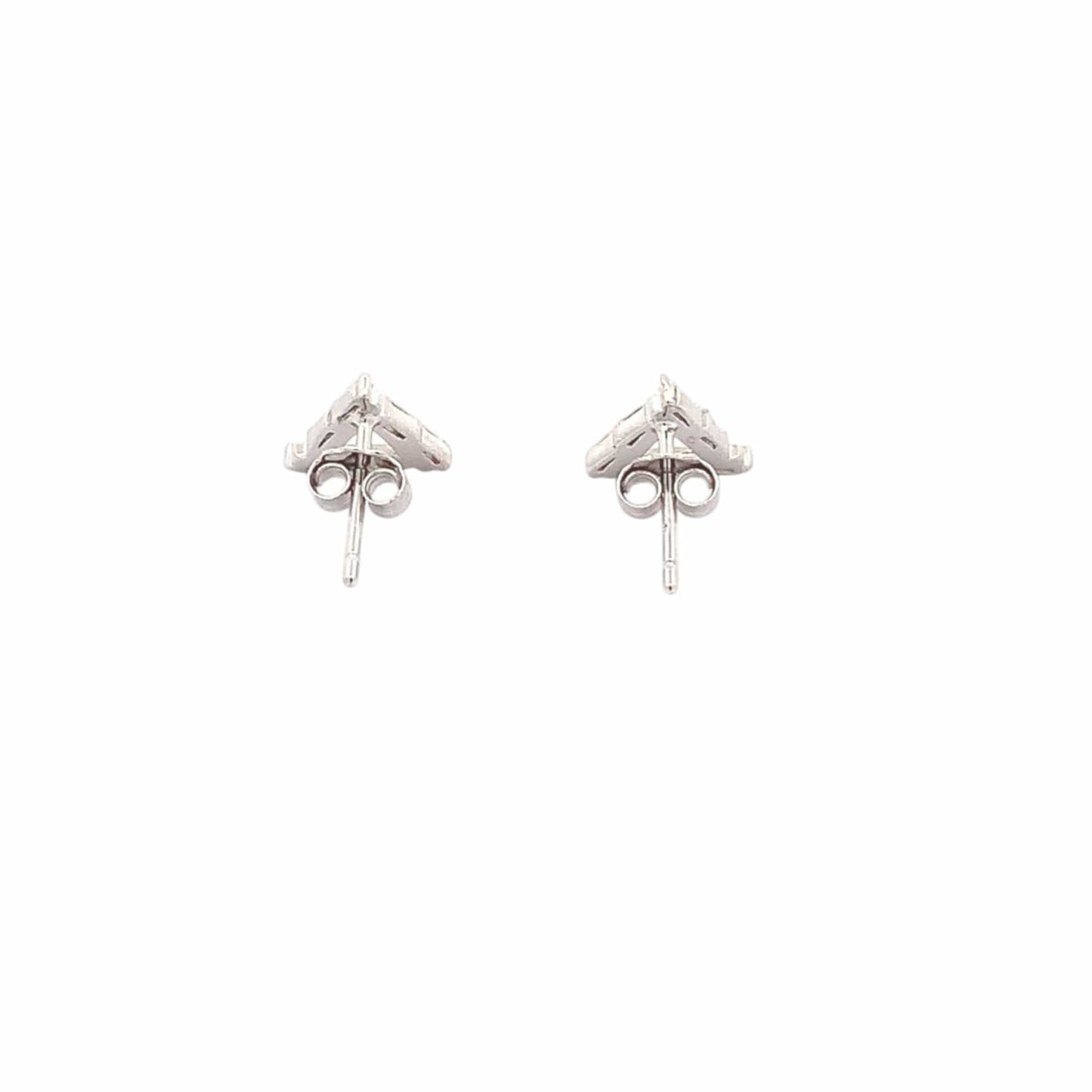Baguette Triangle Stud Earrings (Pure Silver) - Silver