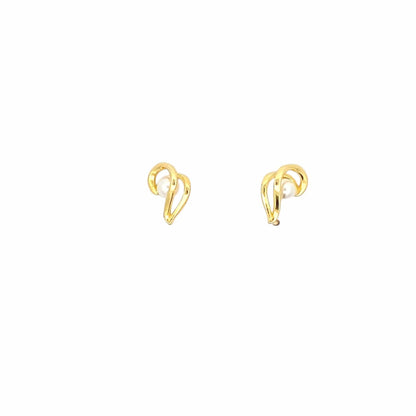 Swirl Pearl Stud Earrings (Pure Silver) - Gold