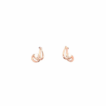 Swirl Pearl Stud Earrings (Pure Silver) - Rose Gold