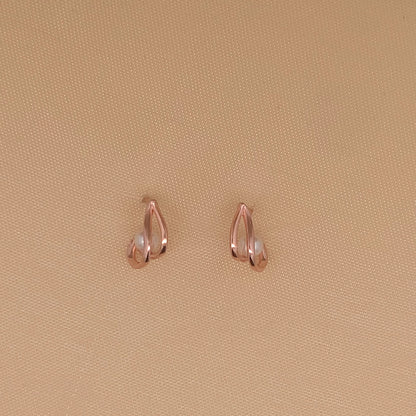 Swirl Pearl Stud Earrings Rose Gold