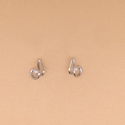 Swirl Pearl Stud Earrings Silver