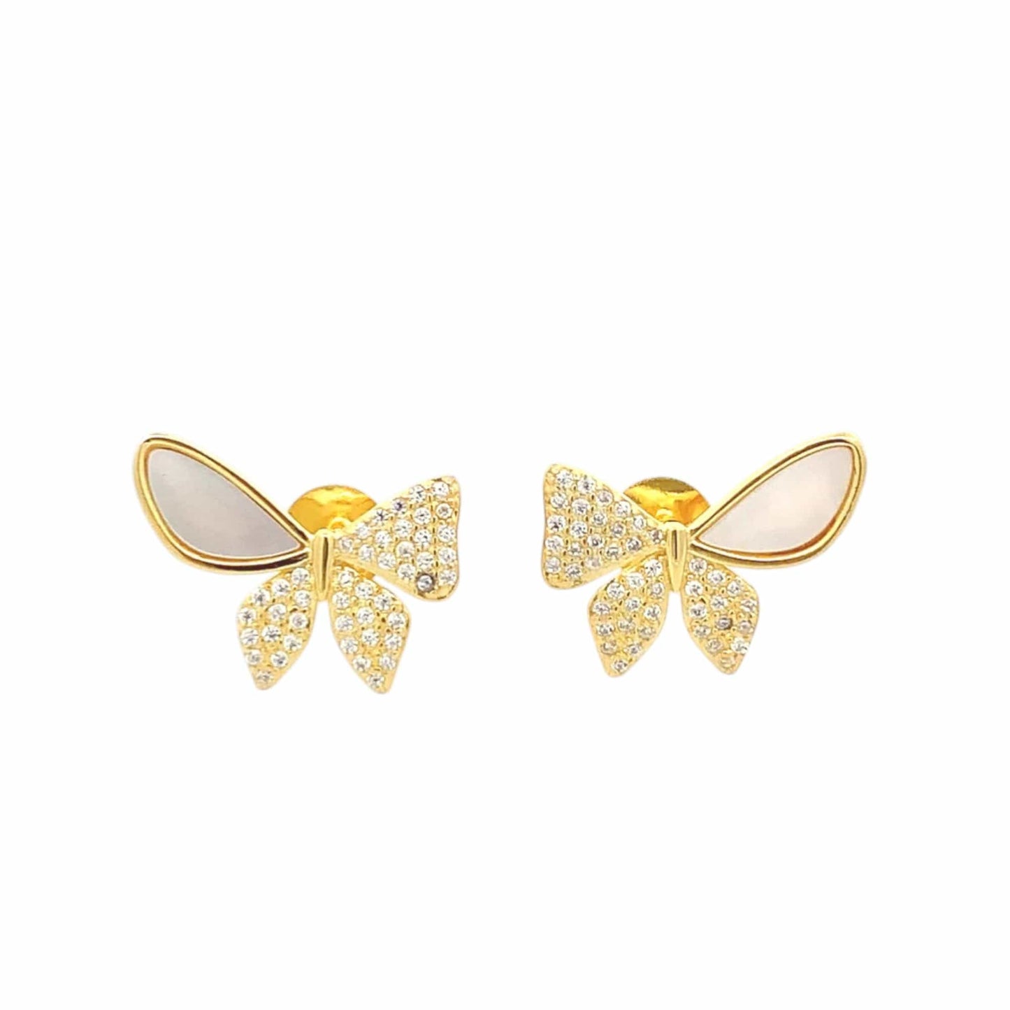 Enchanted Wings Stud Earrings (Pure Silver) - Gold