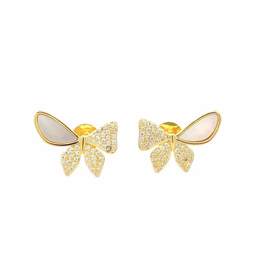 Enchanted Wings Stud Earrings (Pure Silver) - Gold