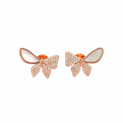 Enchanted Wings Stud Earrings (Pure Silver) - Rose Gold