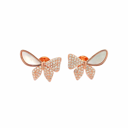 Enchanted Wings Stud Earrings (Pure Silver) - Rose Gold