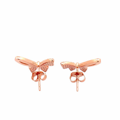 Enchanted Wings Stud Earrings (Pure Silver) - Rose Gold