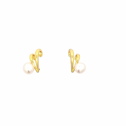 Twirl Pearl Stud Earrings (Pure Silver) - Gold