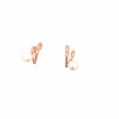 Twirl Pearl Stud Earrings (Pure Silver) - Rose Gold