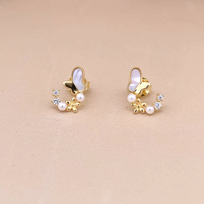 Butterfly Arc Stud Earrings Gold