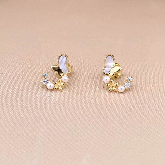 Butterfly Arc Stud Earrings Gold