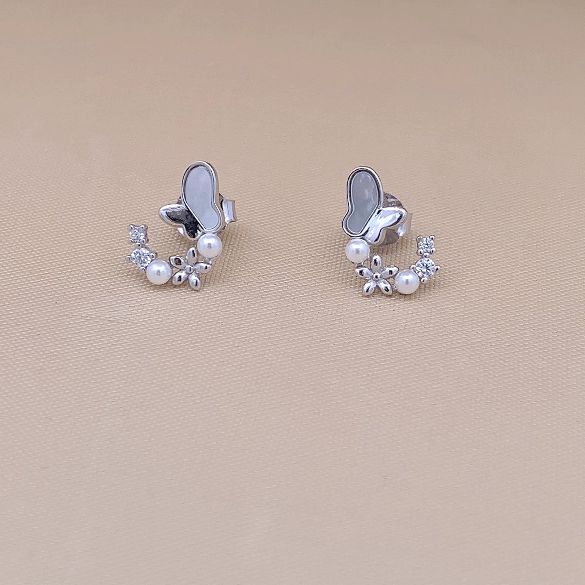 Butterfly Arc Stud Earrings Silver