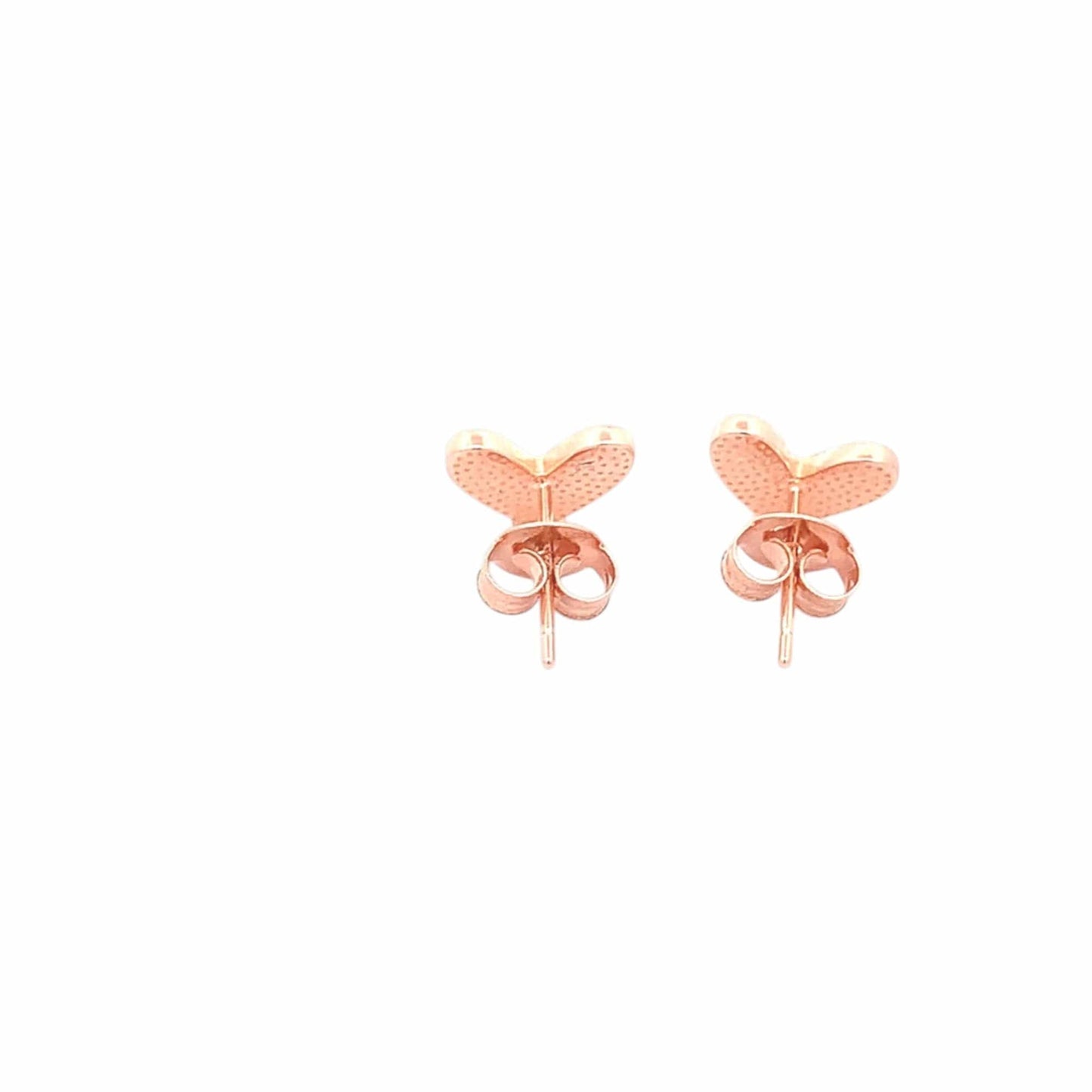 Black Heart Stud Earrings (Pure Silver) - Rose Gold