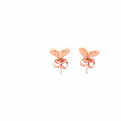 Black Heart Stud Earrings (Pure Silver) - Rose Gold