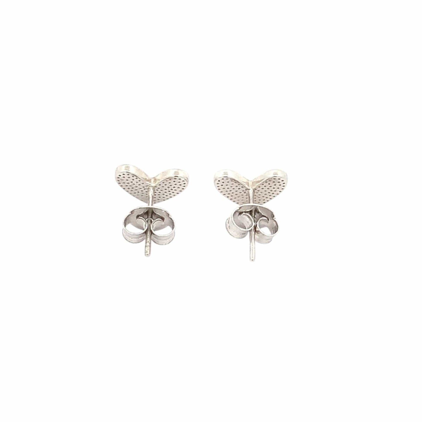 Black Heart Stud Earrings (Pure Silver) - Silver