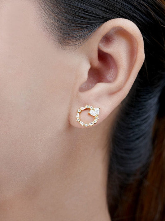 Circle of Love Stud Earrings (Pure Silver) - Gold