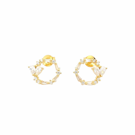 Circle of Love Stud Earrings (Pure Silver) - Gold