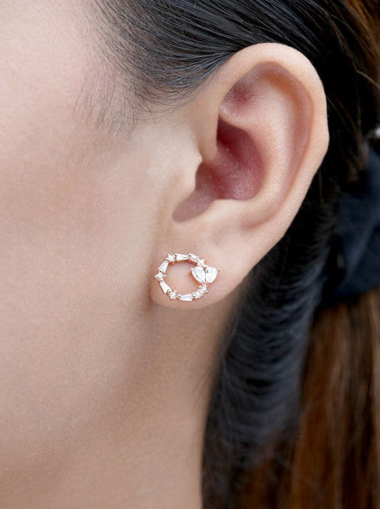 Circle of Love Stud Earrings (Pure Silver) - Rose Gold
