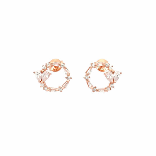 Circle of Love Stud Earrings (Pure Silver) - Rose Gold