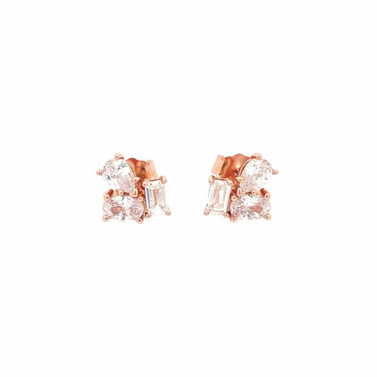 Triad of Beauty Stud Earrings (Pure Silver) - Rose Gold