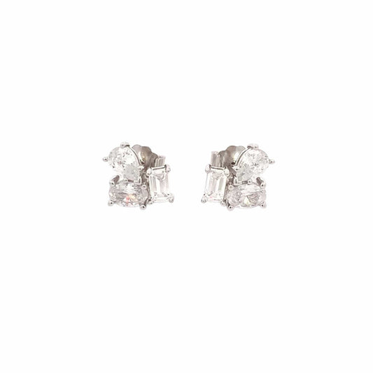 Triad of Beauty Stud Earrings (Pure Silver) - Silver