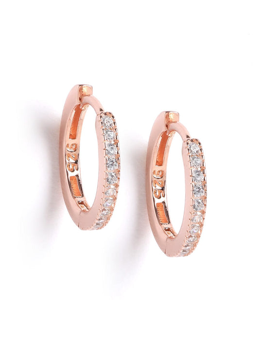 Sparkle Huggie Earrings (Pure Silver) - Rose Gold