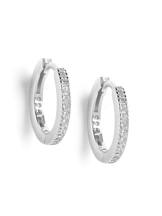 Sparkle Huggie Earrings (Pure Silver) - Silver