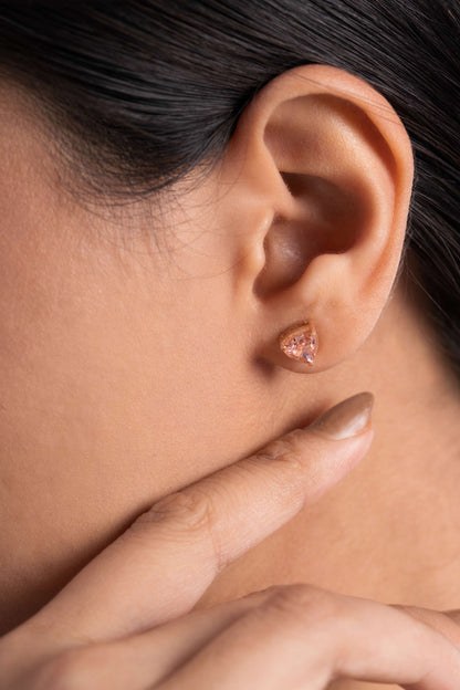 Trillia Stud Earrings (Pure Silver) - Rose Gold