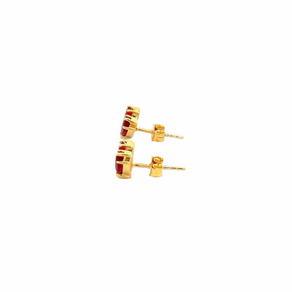 Scarlet Heart Stud Earrings (Pure Silver) - Gold