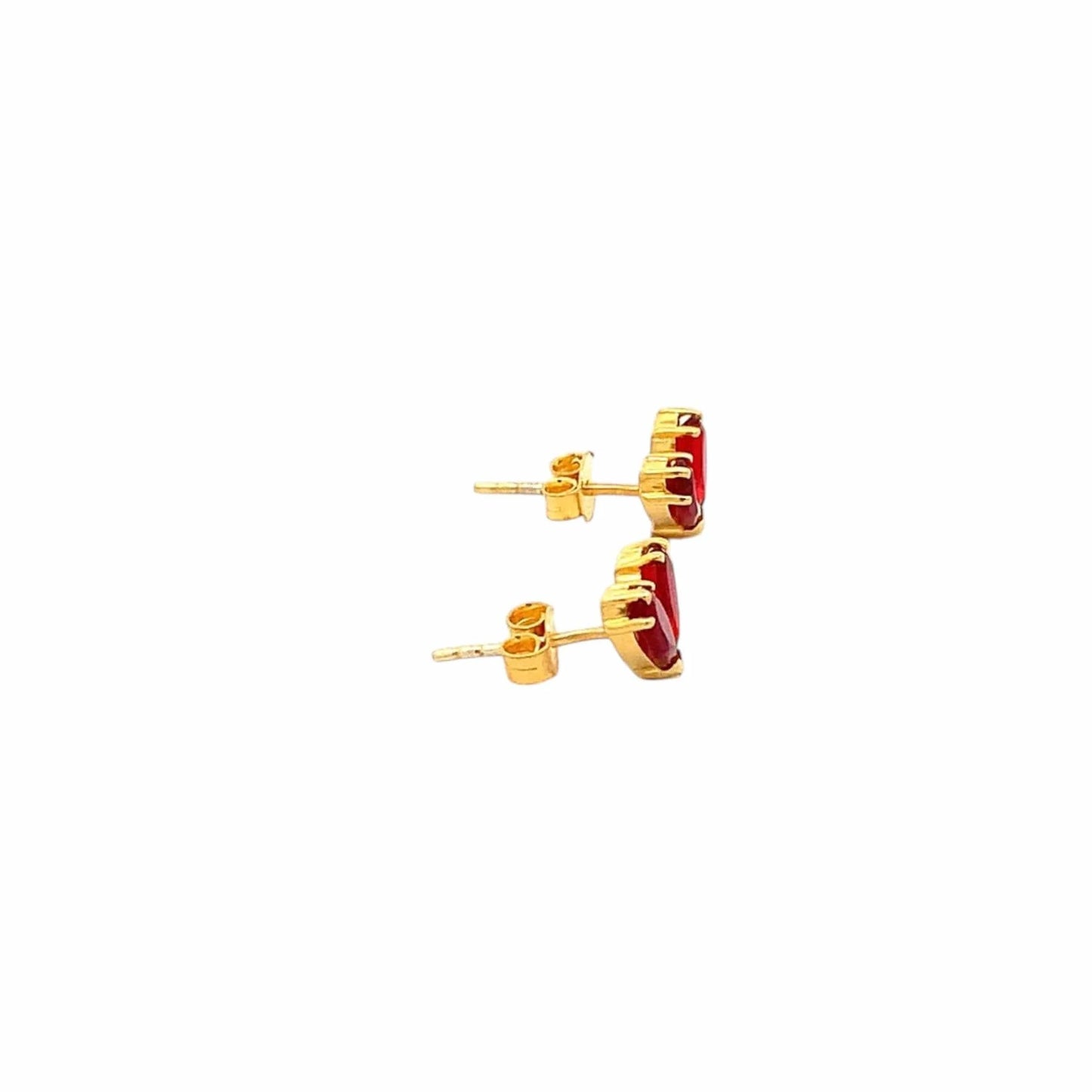 Scarlet Heart Stud Earrings (Pure Silver) - Gold