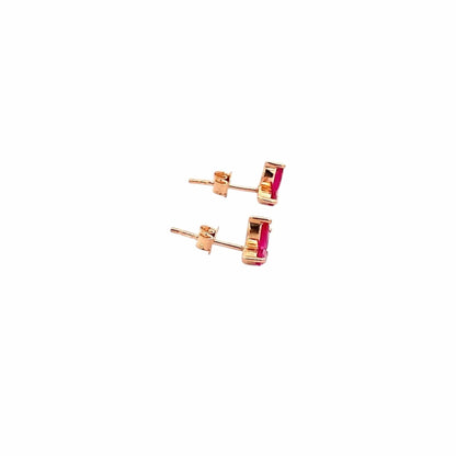 Crimson Stud Earrings (Pure Silver) - Rose Gold