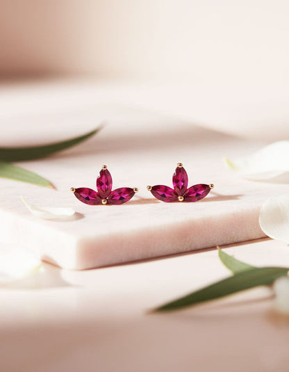 Crimson Stud Earrings (Pure Silver) - Rose Gold