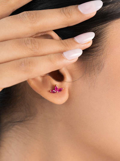 Crimson Stud Earrings (Pure Silver) - Rose Gold