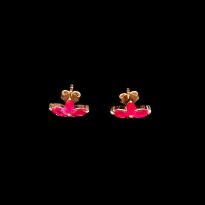 Crimson Stud Earrings (Pure Silver) - Rose Gold