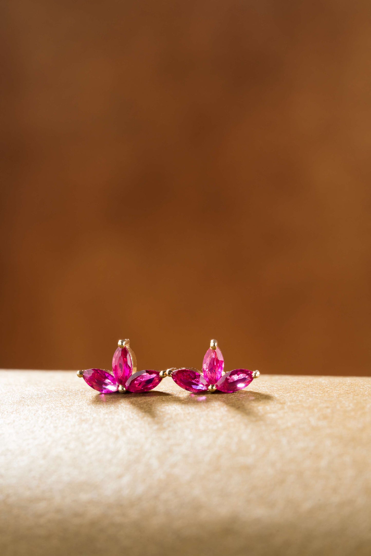 Crimson Stud Earrings (Pure Silver) - Rose Gold