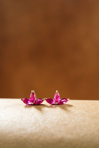 Crimson Stud Earrings (Pure Silver) - Rose Gold