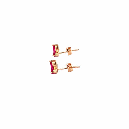 Crimson Stud Earrings (Pure Silver) - Rose Gold