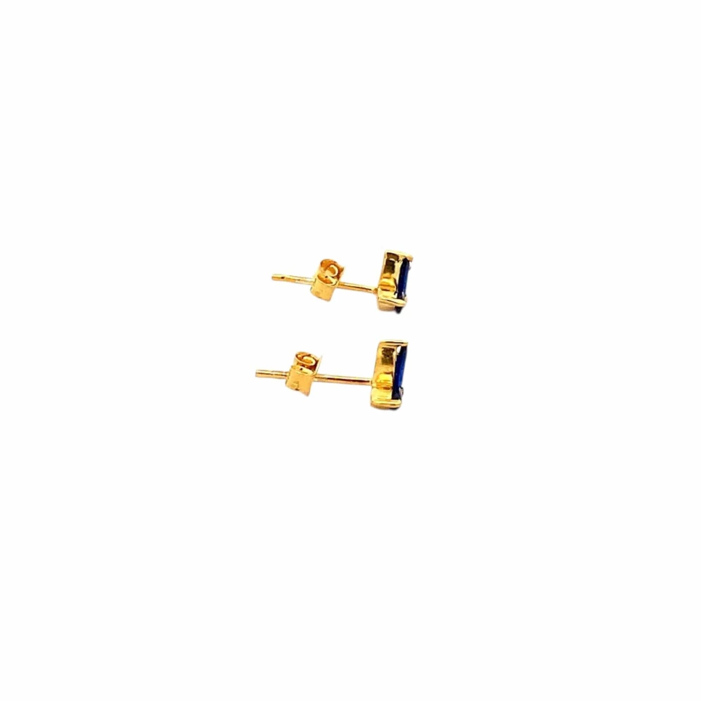Noir Navy Stud Earrings (Pure Silver) - Gold
