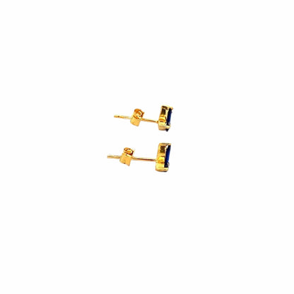 Noir Navy Stud Earrings (Pure Silver) - Gold